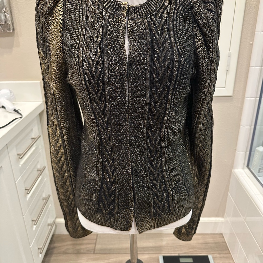 Black and Gold Knit Cardigan